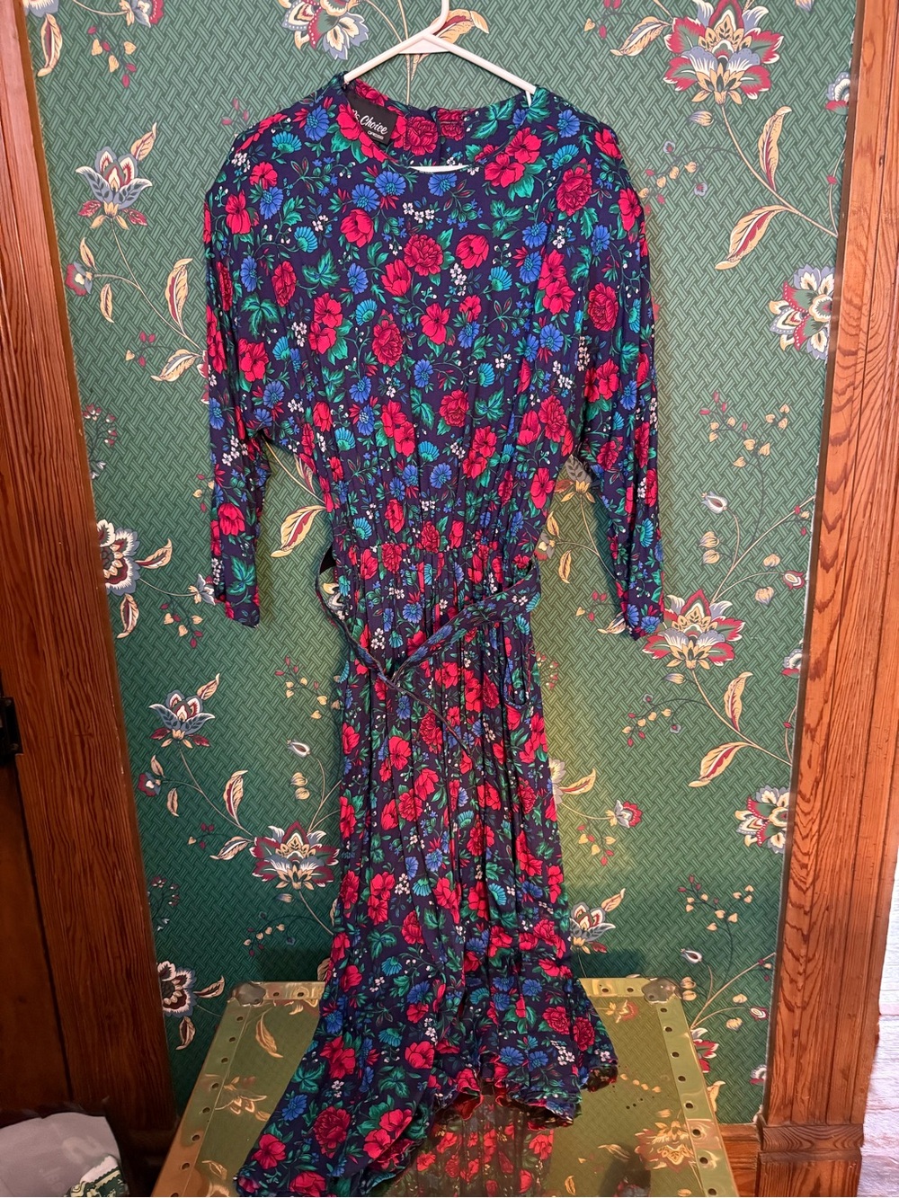 Vintage Navy Floral Belted Dress